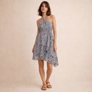 Free People Chiffon Beaded Tie Halter Wrap Dress sz XS
